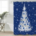 thumbnail image 3 of Blue Christmas Tree Shower Curtain, Snowflake Xmas Tree Waterproof Polyester Fabric Winter Bathtub Curtain, Blue Balls Christmas Bathroom Decor Set with Hooks 36 x 72 Inches, 3 of 6