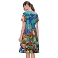 thumbnail image 2 of Horeoi Sea World Print Women's Short Sleeve Dress Breathable Polyester-Spandex All-Over Print A-Line Side Pockets Elastic Waist, 2 of 6