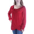 thumbnail image 2 of INC Womens Red Metallic Long Sleeve Scoop Neck Faux Wrap Top M, 2 of 3