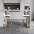 thumbnail image 2 of JUFU Set of 2 Transparent Cushioned Bar Chairs with Metal Legs, Modern High Seat for Kitchen or Dining Room, 2 of 7
