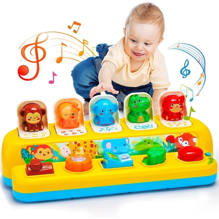 Interactive Pop up Animal Toys with Music & Light Montessori Cause and Effect Toys for 1 Year Old Boy Girl Early Learning Musical Baby Toy 9-12-18 Months STEM Toddler Toy Age 1-2 Gift for Infant