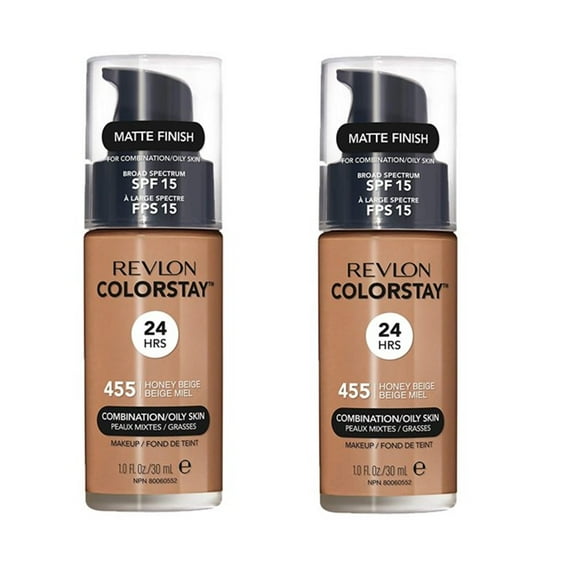Pack of 2 Revlon Colorstay Combination/Oily Makeup, Matte Finish, Honey Beige 455