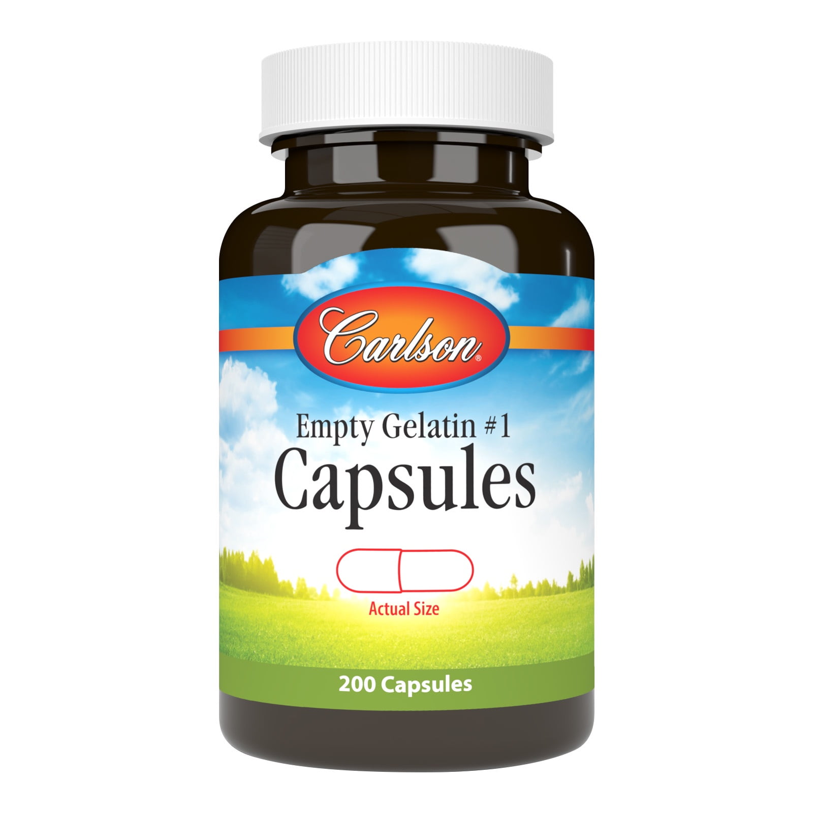 Carlson Empty Gelatin Capsules #1, 200 Capsules