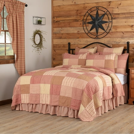 VHC Brands Sawyer Mill Red 3 Piece Quilt Set (1 King Quilt, 2 King Shams)
