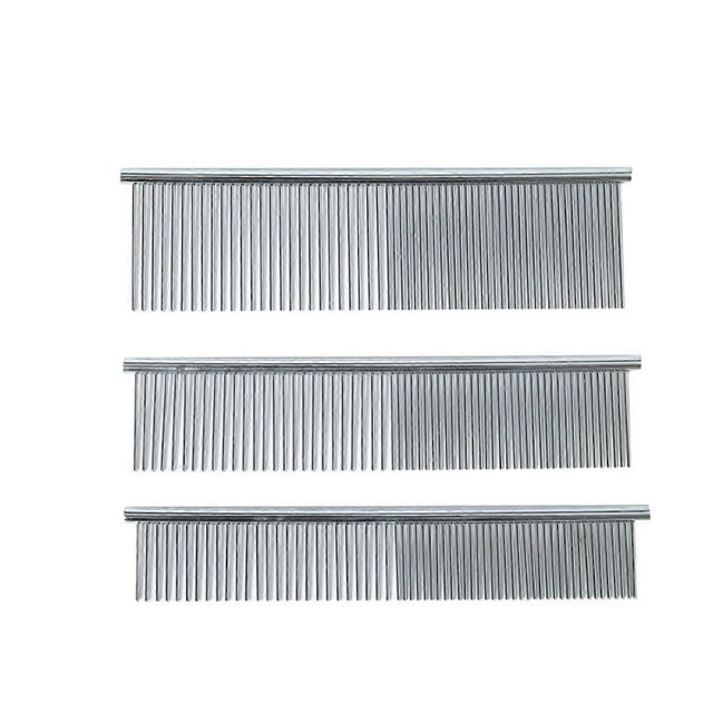 Peigne en acier inoxydable pour poils d'animaux, élimine les nœuds et les nœuds, dents larges et fines, peigne de toilettage pour chiens et chats