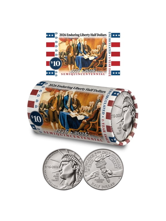 Collectible 2026-D Enduring Liberty Half Dollar • DECLARATION OF INDEPENDENCE Coin Roll • America's 250th Anniversary