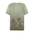 thumbnail image 5 of Camiseta de mujer Camiseta con estampado de botones Manga corta Diario Fin de semana Moda Básica Cuello en V Top regular Verde / M, 5 of 5