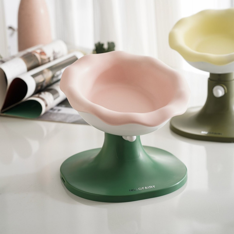 Fairela Lightweight Habitat Mounted Regular Ceramic Food & Water Bowl with 1 Cat Bowl, Pink Floral