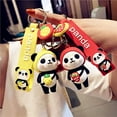 thumbnail image 3 of MuGu Lady Girl Cute PVC Panda Keychain（Yellow) Creative New Year Gift Animal Pendant Car Key Pendant Metal Key Ring, 3 of 5