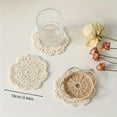 thumbnail image 2 of ROSOZ 4 inch round multi-piece hand-woven coaster, vintage crochet lace heat-resistant table mat, suitable for a variety of occasions, 2 of 4