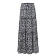 thumbnail image 5 of BRDFRL Maxi Skirt for Women Floral Boho Flowy Pleated Tiered Ruffle Elastic High Waist A Line Long Skirts with Pockets Black S, 5 of 5