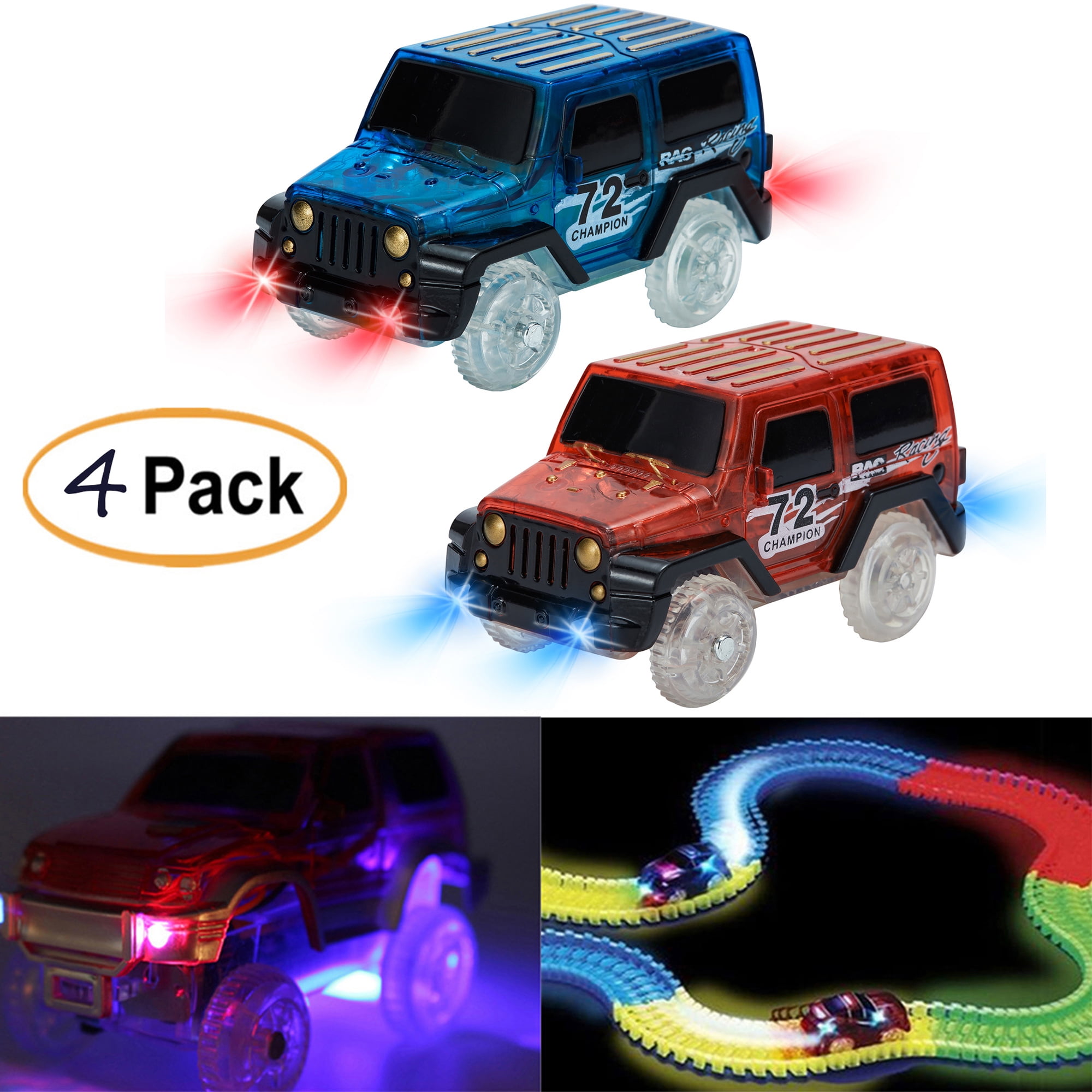 LED Cars For Magic Tracks Electronics Car Toys With Flashing Lights Racing Cars 