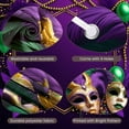thumbnail image 4 of Gold Accent Mardi Gras Mask Banner Purple Feather Masquerade Display Green Plume Beaded Decoration Carnival Backdrop for Mardi Gras Party Masquerade Ball Carnival Celebration, 4 of 9
