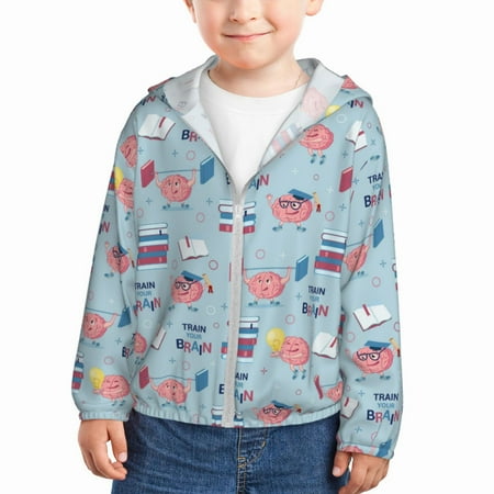 

Lukts Brain Training Print Children s Long-Sleeved Sun Protection Clothing Hooded Sweatshirts for Boys and Girls Outdoor Sports-2 Years