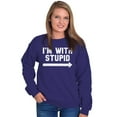 thumbnail image 3 of I'm With Stupid Classic Rude Insult Unisex Plus Fleece Graphic Sweatshirt Brisco Brands 3X, 3 of 6