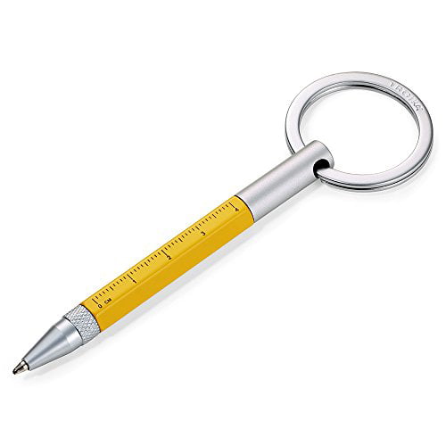 Troika YELLOW MICRO Construction Ballpoint Pen & Stylus Key Ring Keyring 
