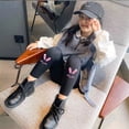 thumbnail image 4 of MXIEZI Toddler Kids Winter Fall Leather Leggings Pants for Girls 1-15T Solid Color Thick Fleece Pants Baby Lined Faux Leather Trouser, 4 of 6