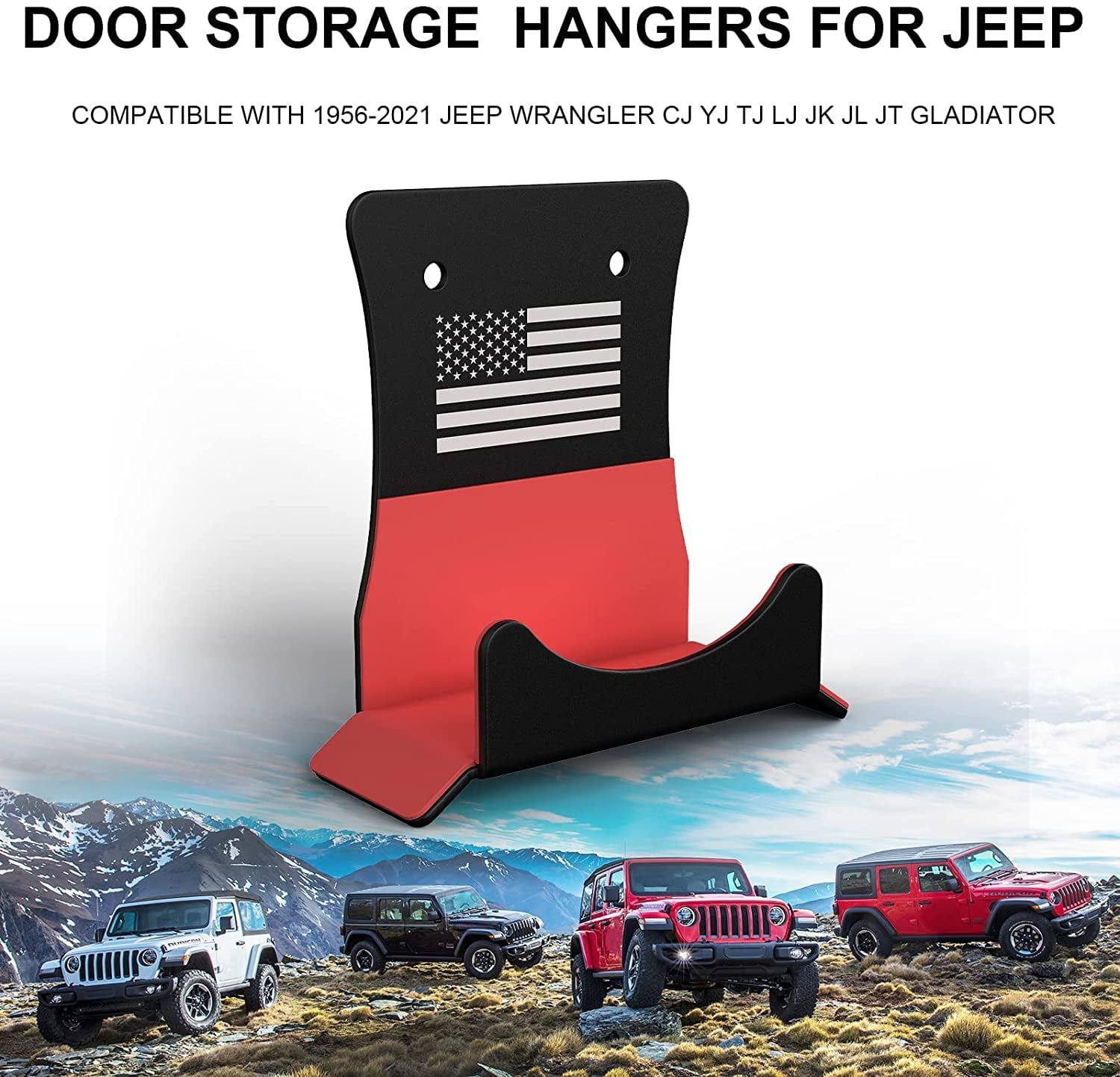 -A Pair JL Door Hanger Storage Rack Bracket Wall Mount CJ YJ TJ LJ JK JKU JL Iparts 1997-2018 Jeep Wrangler TJ JK 2018