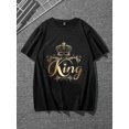 thumbnail image 4 of Manfinity LEGND Men King Print Crew Neck Short Sleeve T-Shirt, Casual Summer Top, For Friends, 4 of 6