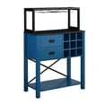 thumbnail image 3 of FESTIVO 32 in. Blue Wood Buffet Bar Cabinet with Wine Rack with Marbling Pattern Countertop, 3 of 5