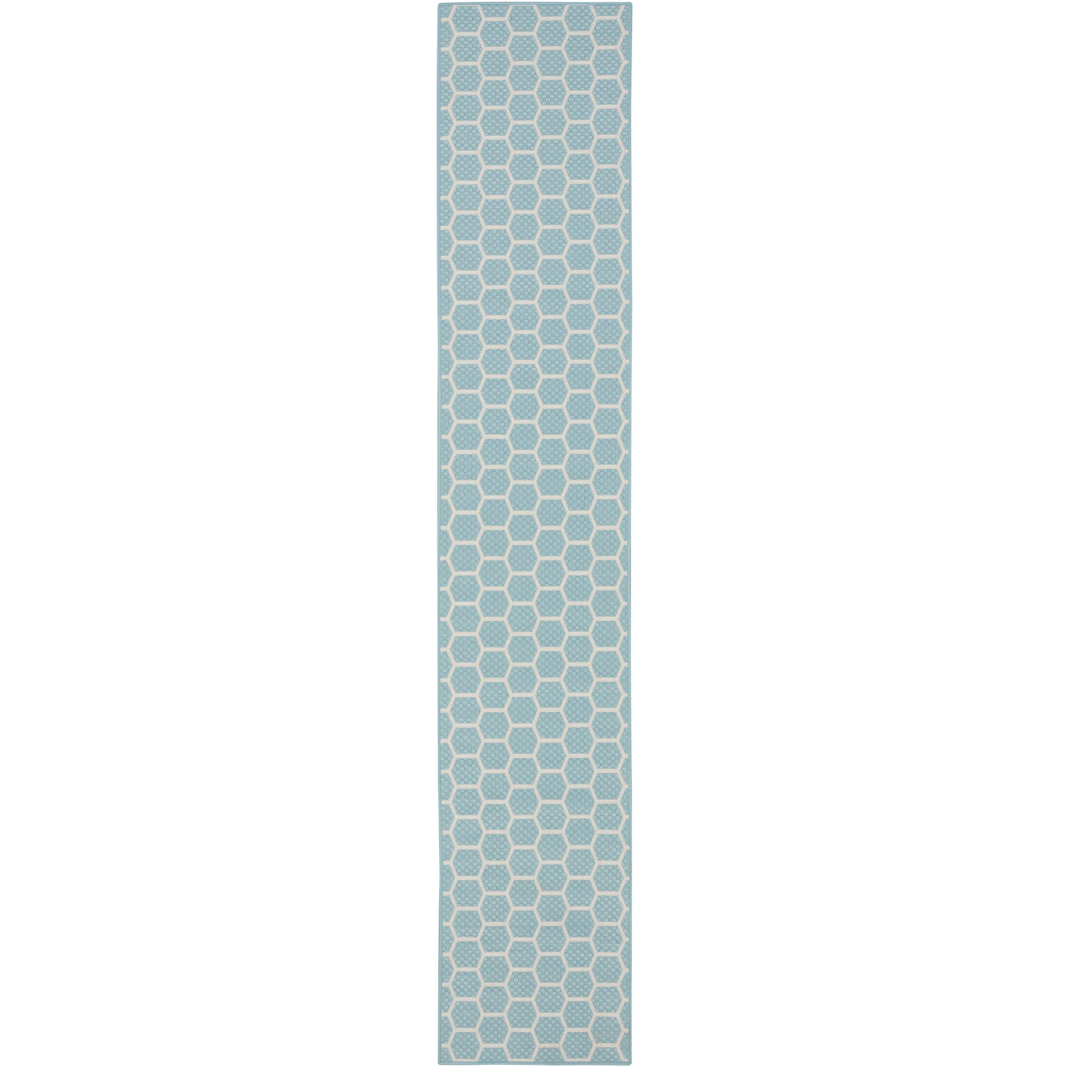 Nourison Twist Reversible 2'2" x 12' Aqua Modern Rug