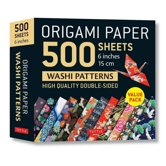 Tuttle Studio 6 in 6 in Double-Sided Japanese Washi Patterns Origami Paper, 1.7 lbs (500 Sheets)