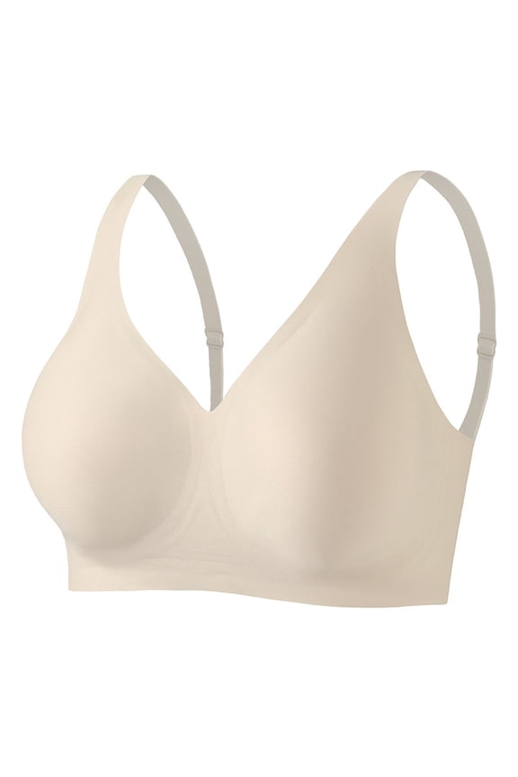 Soft Sleep Wirefree Bras for Women Plunge Full Coverage Bras Breathable No Underwire Everyday Bras Comfortable Workout Yoga Bras Beige XXL