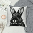 thumbnail image 2 of JEUXUS Black Rabbit Animal Print Throw Pillow Cover Short Plush Pillowcase White, 2 of 5