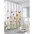 thumbnail image 3 of Shower Curtain Sunflower Butterfly Shower Curtains for Bathroom, Waterproof Polyester Shower Curtain Set with Hooks, Extra Long 72" x 78" Watercolor Flower, 3 of 6