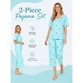 thumbnail image 3 of DAKIMOE Womens Pajama Set 2 Piece Short Sleeve V Neck Tops & Capri Pants, Comfy Soft Stretchy Sleepwear, Cute Printed Loungewear Lounge Set, Lightweight Pajamas for Women S-2XL, 3 of 8