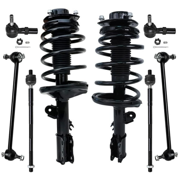 Detroit Axle - 8pc Front Struts Kit for 98-03 Toyota Sienna, 2 Struts & Coil Spring 2 Sway Bar Links 4 Tie Rod Ends 1999 2000 2001 2002 2003 Replacement Suspension