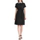 thumbnail image 1 of Allegra K Vestido de Camisa de Jean con Cuello Pan y Botones para Mujer, Cinturón, Manga Corta, Negro M, 1 of 6