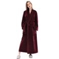 thumbnail image 1 of Women Men Winter Warm Bathrobe Soft Fleece Robe with Belt, 1 of 5