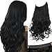 thumbnail image 3 of SARLA Extensions de Cheveux Invisibles avec 3 Clips Courts Synthétiques Ondulés Bandeau Transparent Réglable pour Femmes 14 Pouces Noir Jet, 3 of 4