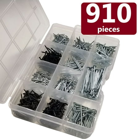 Nails Assortment, Multi-functional Variety of Sizes, 910 Pieces