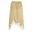 thumbnail image 5 of COMVALUE Bias Cut Midi Skirt with Lace Pure Mulberry Silk Slip Skirt Women Elegant Dressy Midi Skirt (Gold, M), 5 of 6