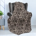 thumbnail image 4 of Gothic Soft Flannel Fleece Throw Blanket, Abstract Graphic Lace Pattern Flowers Butterflies Old Fashioned Nature Inspired, Cozy Plush for Indoor and Outdoor Use, 50" x 60", Tan Black, by Ambesonne, 4 of 5