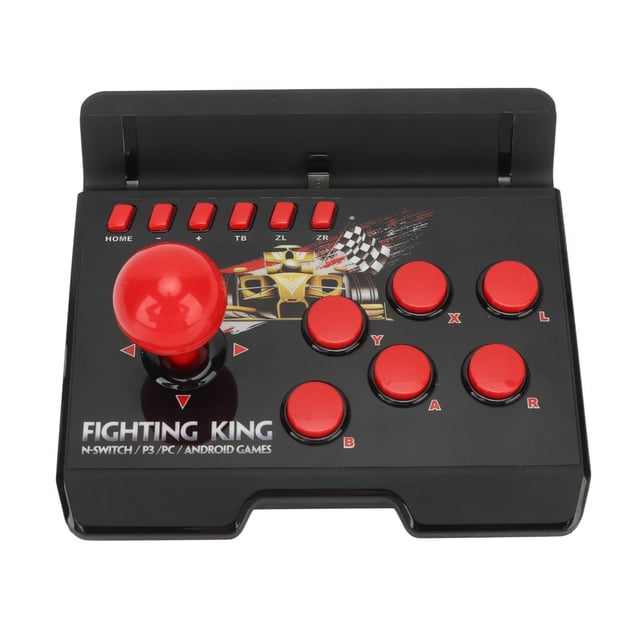 Controlador de Joystick de JUEGO, RED NEGRO 6 BOTONES REDONDOS CONTROLADOR DE JUEGO Cable USB para Jugar en Casa