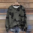 thumbnail image 3 of Long Sleeve Pullover Sweaters For Women O Neck Casual Cute Printing Knit Oversized Sweater for Fall Winter Retro Chic,Dark Gray,L, 3 of 6