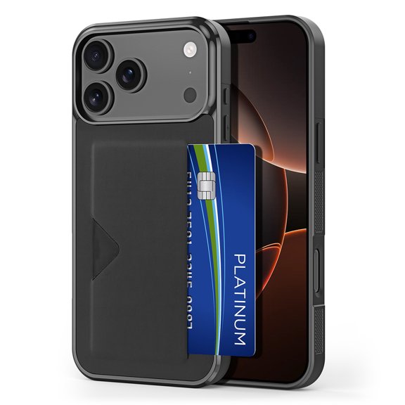for iPhone 17 Pro Max Case with Card Slot Holder TPU Anti-Drop Anti-Slip Lens Protection Phone Shell,iPhone 17-6.3"