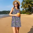 thumbnail image 3 of Naloa Purple Butterflies Print Women's Summer Spring Casual Beach Sundress,Vacation Sleeveless Tank Crewneck Loose Dresses, 3 of 7