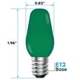 thumbnail image 3 of Luxrite 12-Pack C7 LED Green Replacement Light Bulbs for String Lights 0.5W Colored Bulb Enclosed Fixture Rated UL E12 Indoor Outdoor, 3 of 7