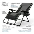 thumbnail image 6 of Hearth & Harbor Oversized Zero Gravity Chair, Padded Outdoor Lounge Chair with Headrest and Cup Holder, Black/Gray, 6 of 10