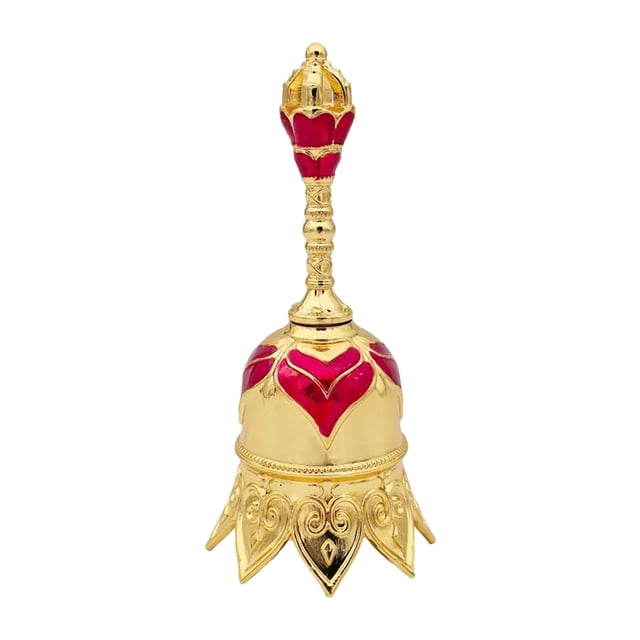 Toystoory Campana clásica de latón utilizada para bodas, aulas escolares y servicios. Timbre telefónico de latón con manivela. Accesorios para instrumentos musicales oro rojo