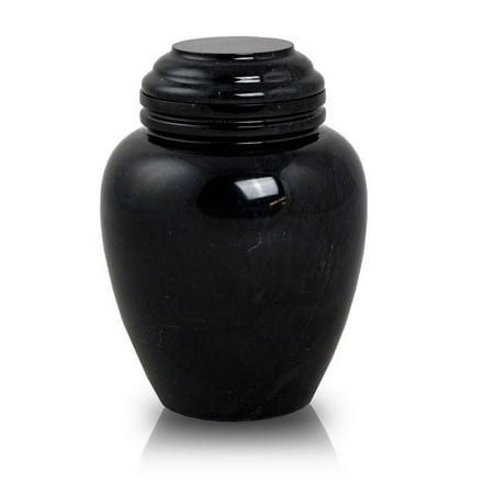 Hand Carved Marble Top - Marble Memorial Urn For Cremation Ashes - Extra Small 20 Pounds - Black Hand Carved - Engraving Sold Separately