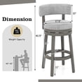 thumbnail image 2 of Gymax Upholstered Swivel Bar Stool Wooden Bar Height Kitchen Chair w/ Back Grey, 2 of 8