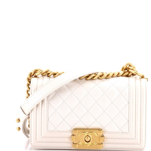 Pre-Owned Boy Flap Bag Quilted Iridescent Caviar Small By Rebag