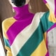 thumbnail image 4 of Suéter de cuello alto para mujer, primavera otoño 2023, prendas de punto, suéteres básicos, suéteres holgados, gruesos, con rayas y contraste de color, prendas de punto suaves, 4 of 5