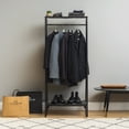 thumbnail image 2 of IRIS USA, Metal Clothing Rack with Wood Shelf, Black Marble, 2 of 8