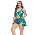 thumbnail image 3 of Women Plus Size Green Swimwear One Piece Pin up Tankini Swimwear, 3 of 5